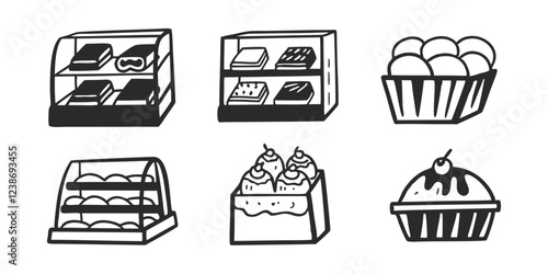 Hand-Drawn Bakery Shop Illustration Collection – Sweets, Pastries & Baking Goods
