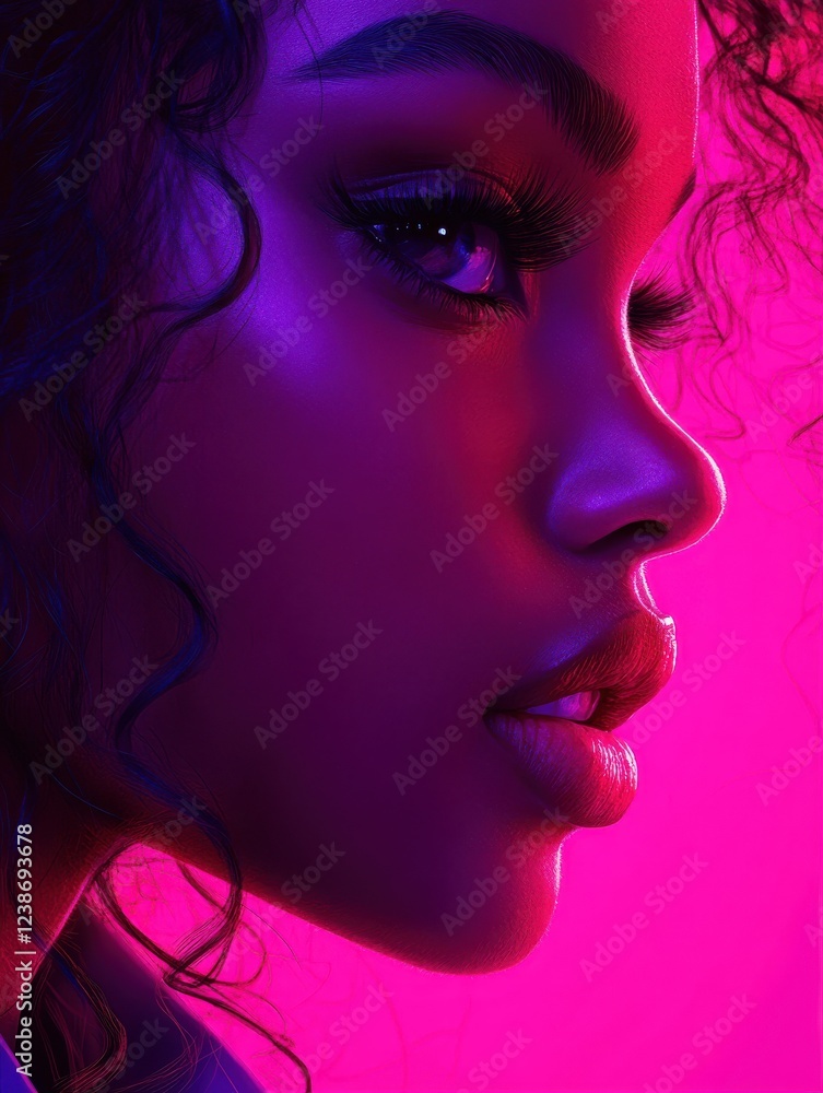 A woman with long hair and purple eyes A woman with long hair and purple eyes