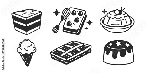 Hand-Drawn Bakery Shop Illustration Collection – Sweets, Pastries & Baking Goods