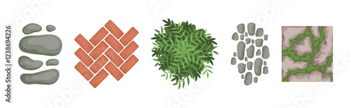 Landscape Design and Garden Decorative Object and Element Vector Set