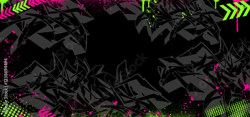 Gaming vector background illustrations. Graffiti gaming background with splatter, drips elements.
