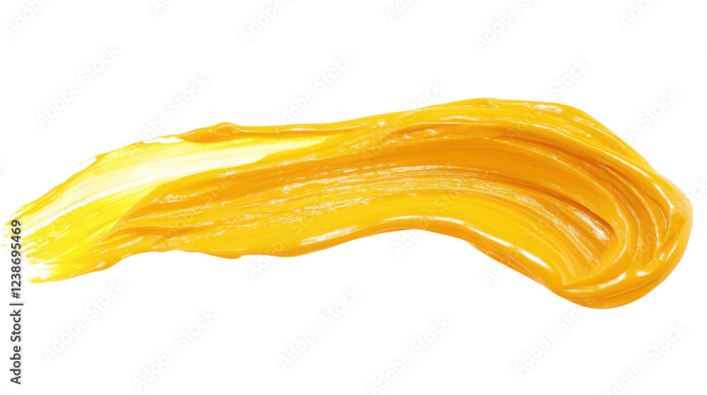 Fototapeta premium Yellow paint brush stroke on transparent background