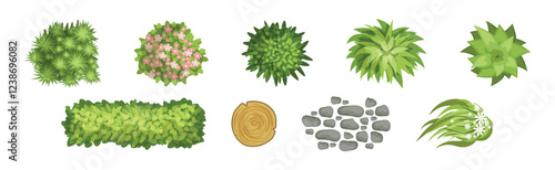 Landscape Design and Garden Decorative Object and Element Vector Set