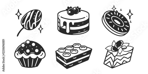 Hand-Drawn Bakery Shop Illustration Collection – Sweets, Pastries & Baking Goods