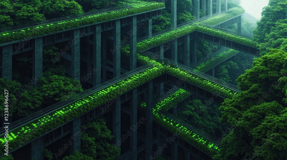 Futuristic Urban Landscape with Lush Greenery and Modern Architecture Futuristic Urban Landscape with Lush Greenery and Modern Architecture