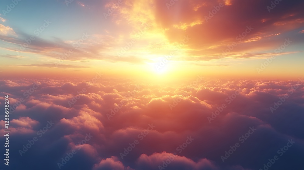 Golden Sunset Above a Sea of Clouds Golden Sunset Above a Sea of Clouds
