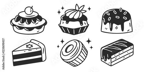 Hand-Drawn Bakery Shop Illustration Collection – Sweets, Pastries & Baking Goods