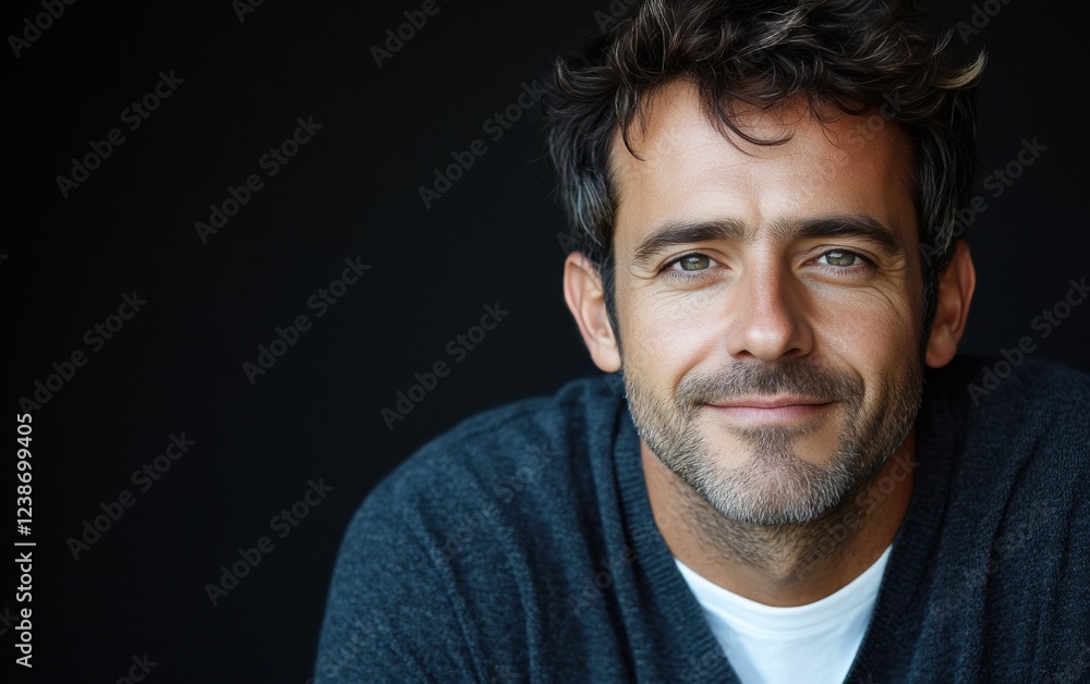 Fototapeta premium handsome man with a beard and a color shirt is smiling