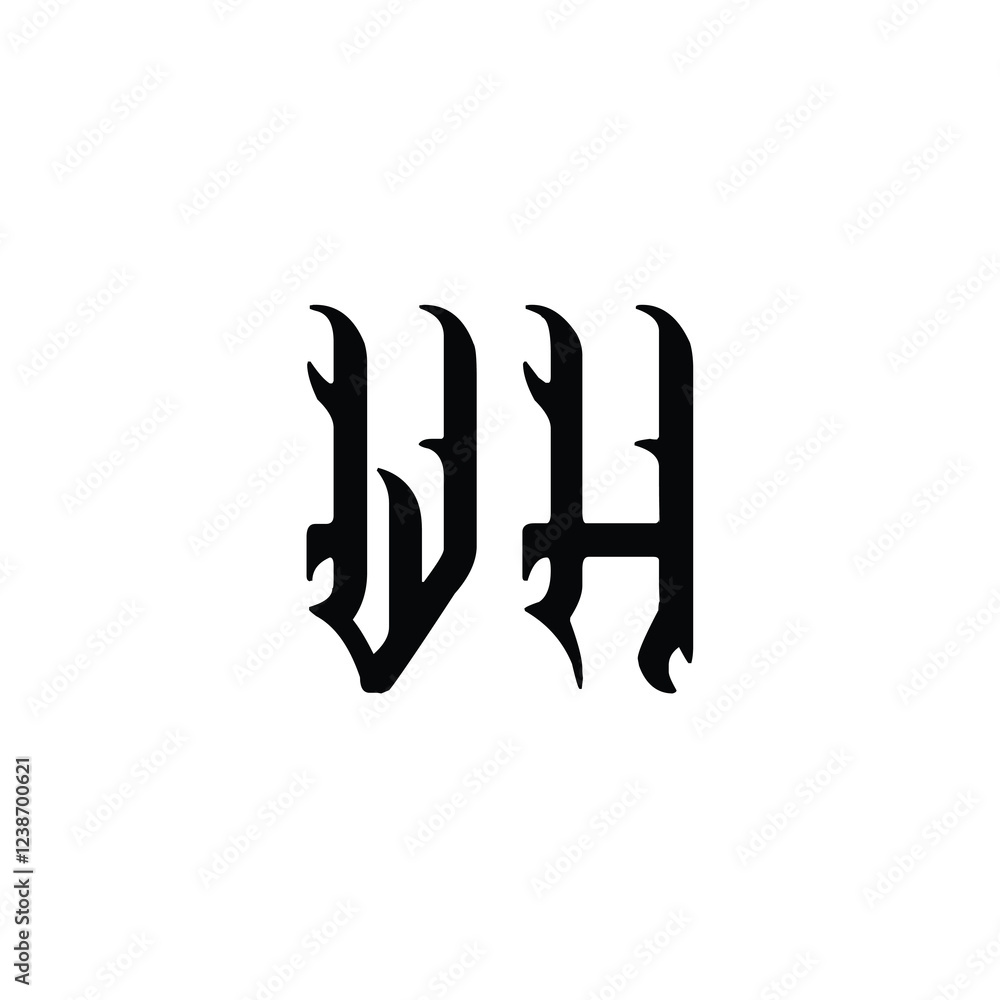 Obraz premium WH monogram logo design letter text name symbol monochrome logotype alphabet character simple logo