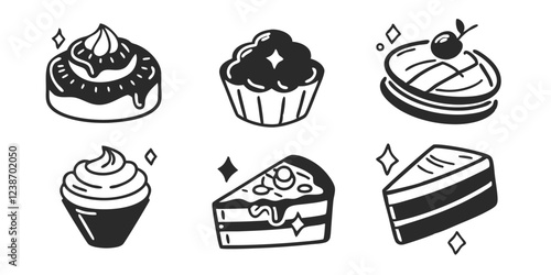 Hand-Drawn Bakery Shop Illustration Collection – Sweets, Pastries & Baking Goods
