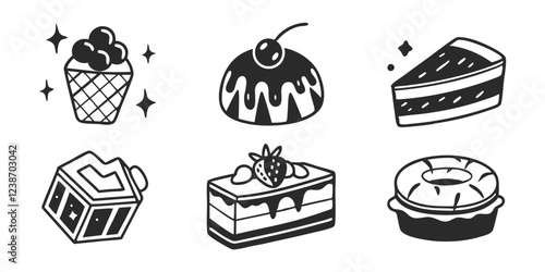Hand-Drawn Bakery Shop Illustration Collection – Sweets, Pastries & Baking Goods