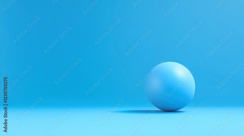 A round blue sphere is gracefully placed on a matching blue background, creating a visually pleasing symmetrical arrangement enhanced by gentle shadows, all showcased in an artistic display A round blue sphere is gracefully placed on a matching blue background, creating a visually pleasing symmetrical arrangement enhanced by gentle shadows, all showcased in an artistic display