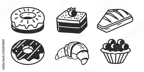 Hand-Drawn Bakery Shop Illustration Collection – Sweets, Pastries & Baking Goods