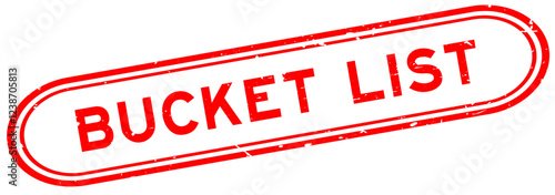 Grunge red bucket list word rubber seal stamp on white background