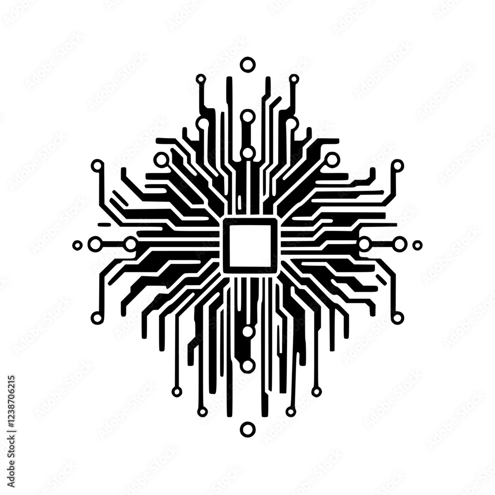 Abstract Technology Circuit Board Design: A captivating graphic of a stylized microchip, symbolizing innovation, connectivity, and the digital age. Perfect for tech-related projects. Abstract Technology Circuit Board Design: A captivating graphic of a stylized microchip, symbolizing innovation, connectivity, and the digital age. Perfect for tech-related projects.