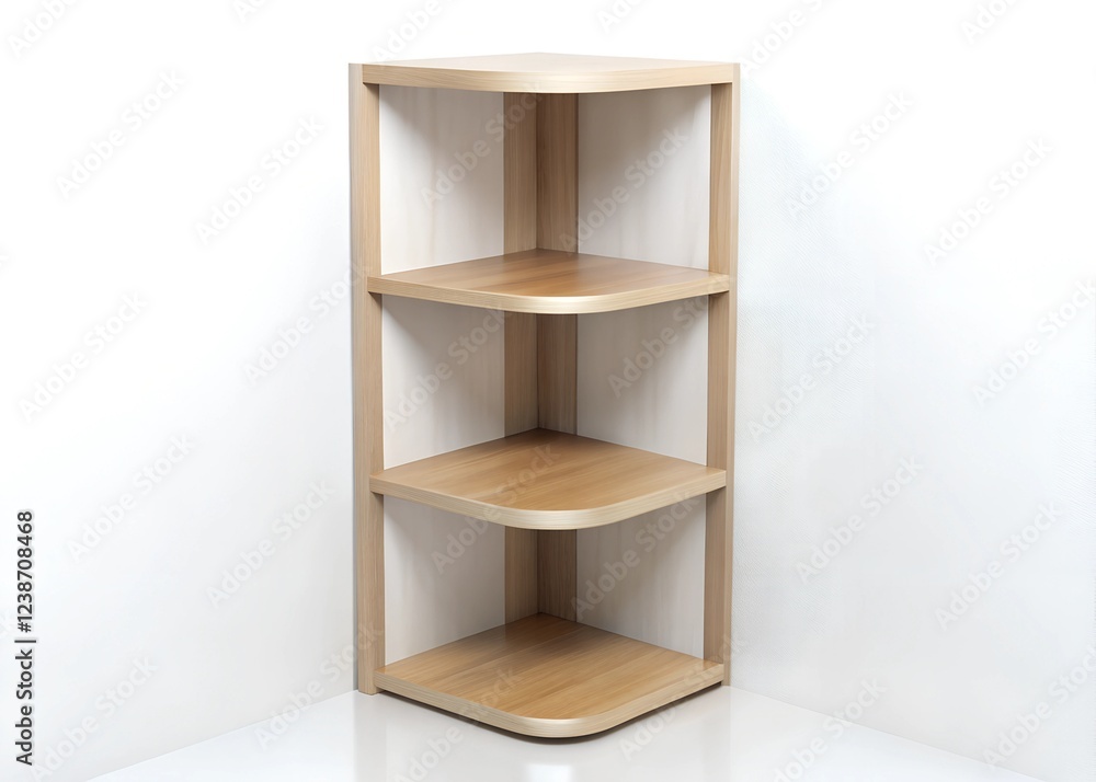 Fototapeta premium wooden corner shelve on a white background