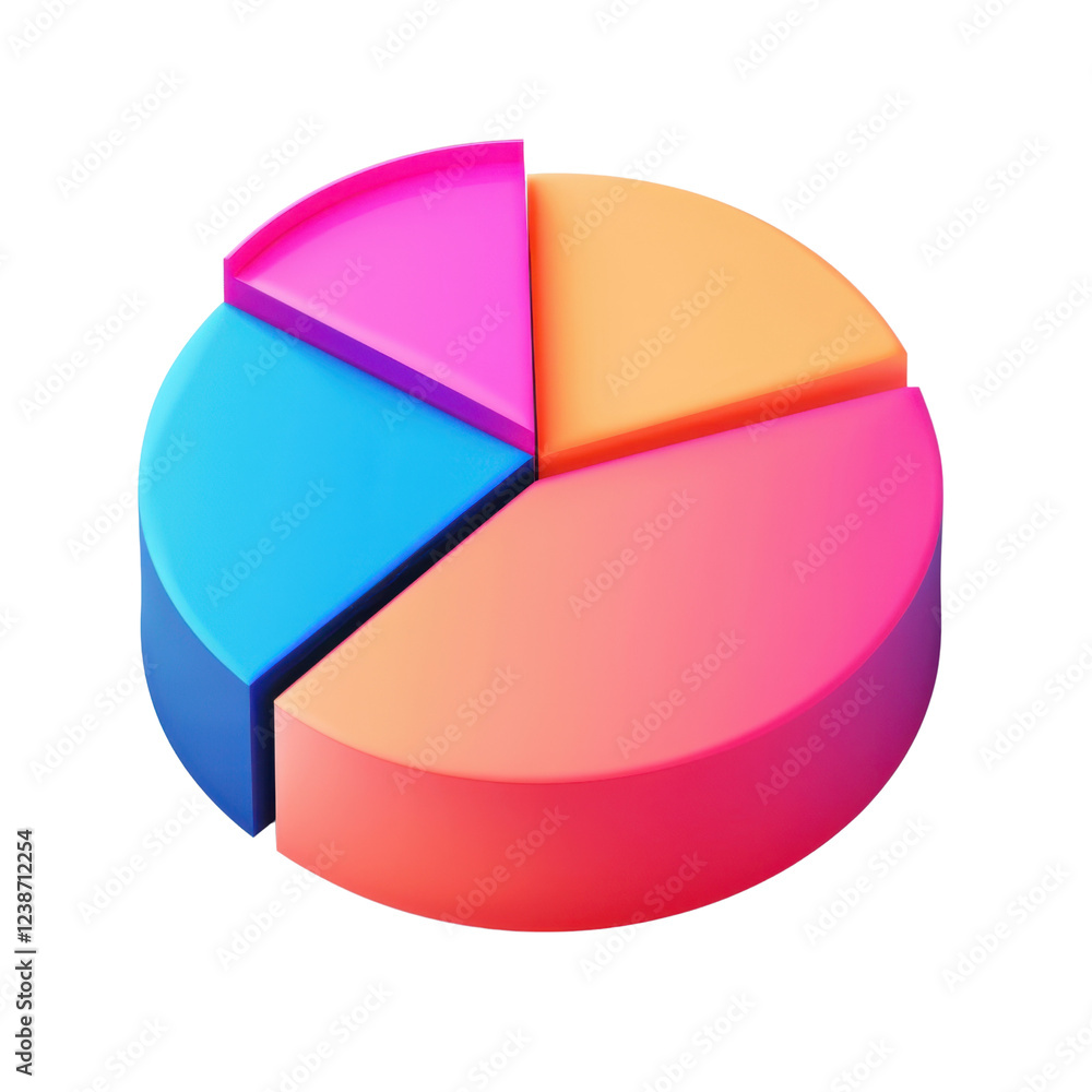Obraz premium Colorful pie chart with vibrant segments representing data distribution