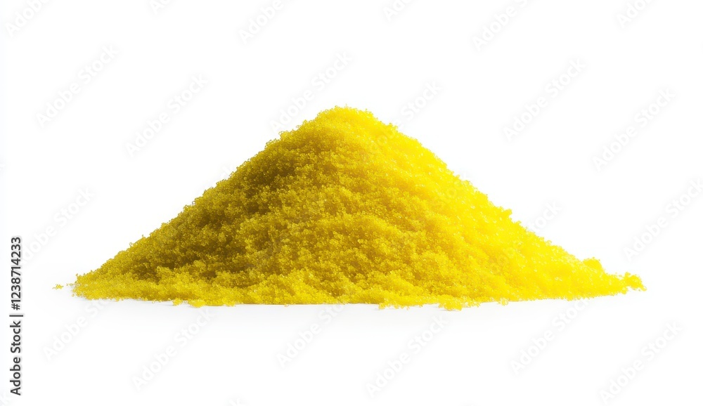 Yellow Powder Pile on White Background for Creative Projects and Design Yellow Powder Pile on White Background for Creative Projects and Design