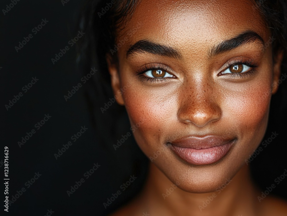Stunning Close-Up of Smiling Young Black Woman with Natural Beauty Stunning Close-Up of Smiling Young Black Woman with Natural Beauty