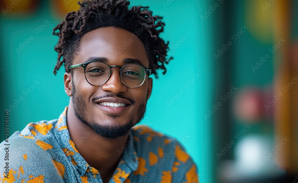 Obraz premium A man with glasses and a beard is smiling at the camera