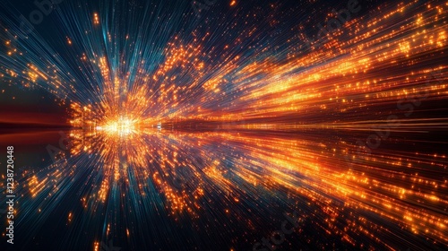 Digital Data Stream Abstract Art Concept Visualizing Speed Of Light Transfer