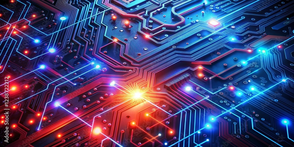 Neon Circuitry A Glowing Network of Data Transfer and Communication Neon Circuitry A Glowing Network of Data Transfer and Communication