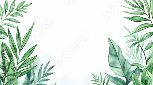 Wallpaper Mural Tropical leaves frame, white background, nature design, ideal for website banners Torontodigital.ca