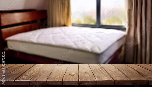 desk background of free area and blurred mattress