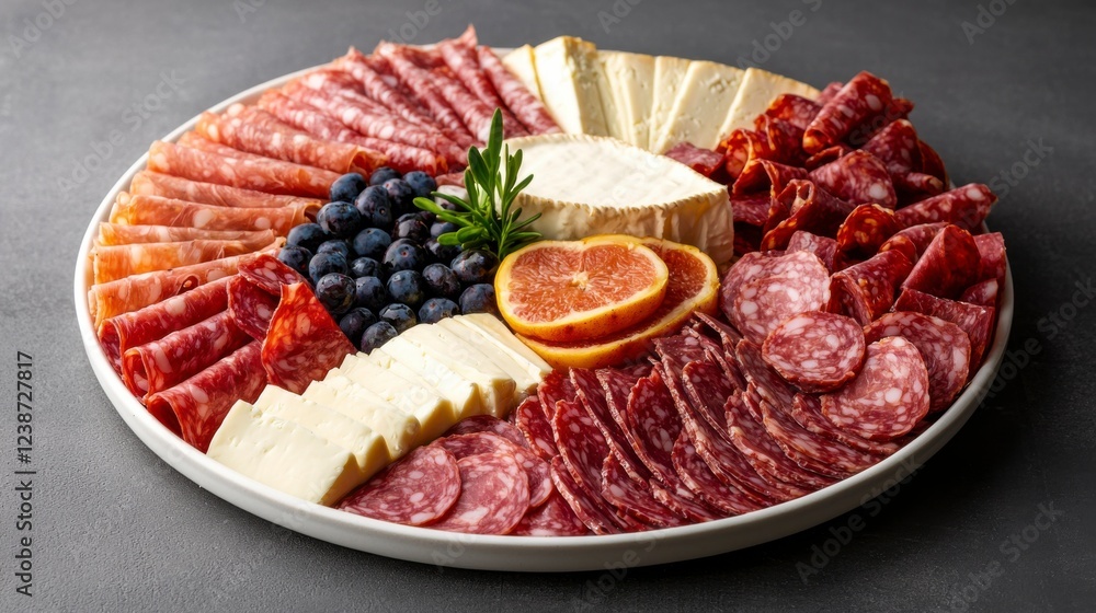 Assorted Charcuterie Platter with Meats and Fresh Fruits Assorted Charcuterie Platter with Meats and Fresh Fruits