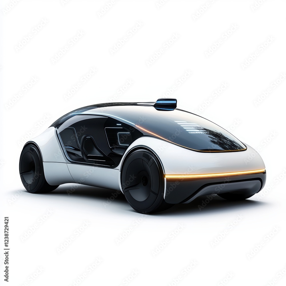 Autonomous self-driving car with futuristic sensors, isolated on white background Autonomous self-driving car with futuristic sensors, isolated on white background