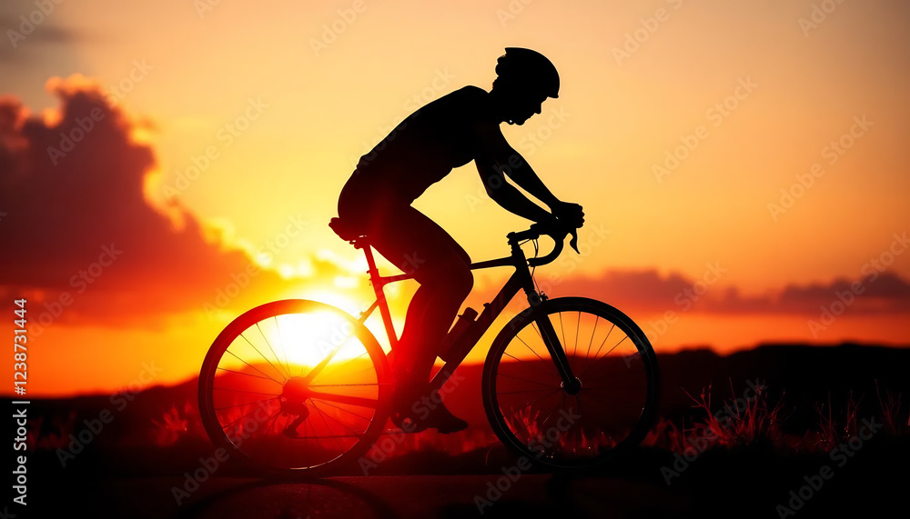 Silhouette of a Cyclist at Sunset Silhouette of a Cyclist at Sunset