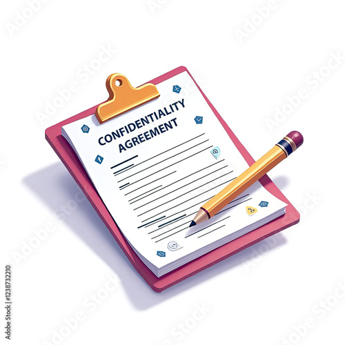 An isometric depiction of confidentiality agreement icon  photo