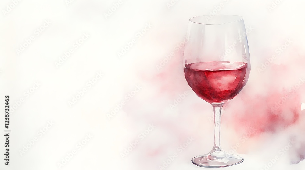A watercolor-style glass of red wine A watercolor-style glass of red wine