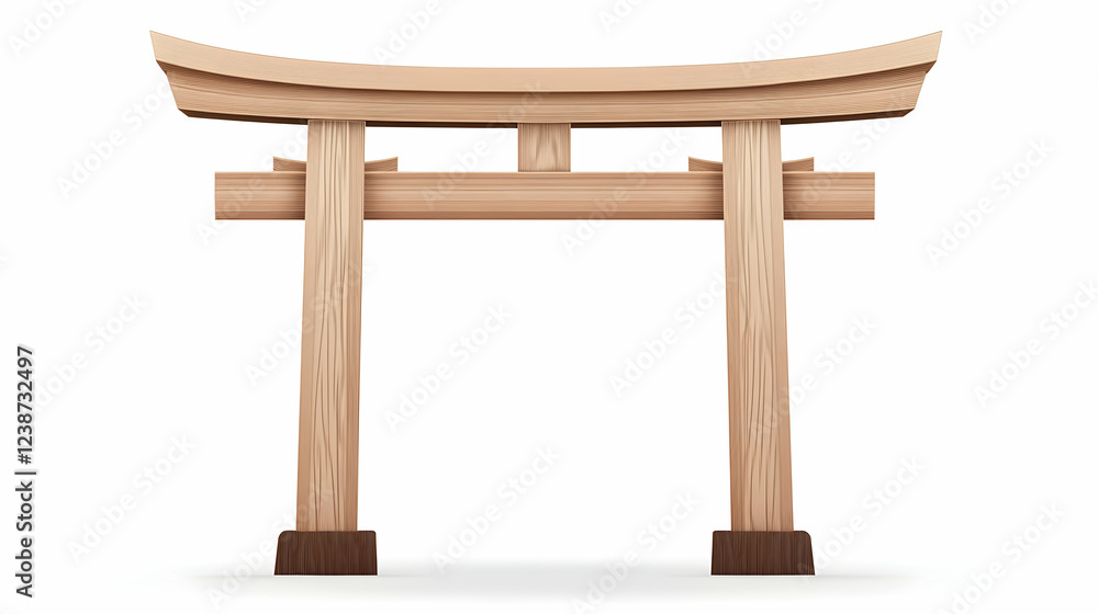 Wooden Torii Gate, Japan, Shrine Entrance, Peaceful Background, Asian Culture Illustration Wooden Torii Gate, Japan, Shrine Entrance, Peaceful Background, Asian Culture Illustration