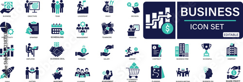 Business icon set team, meeting, partnership, startup, planning, company, management, successful You can easily change the color