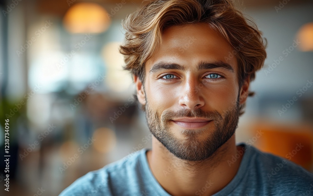 handsome man smiling with a mustache and a causal clothing handsome man smiling with a mustache and a causal clothing