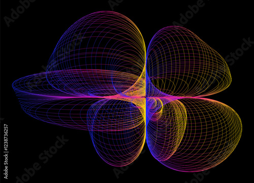 Abstraction drawn with lines. Harmonograph drawings. Contemporary art. Abstract geometric element. Mathematical chaos, spirograph. Design element for poster, banners, flyers. Psychedelic art