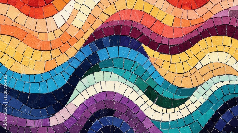 Fototapeta premium Colorful Mosaic Waves in Vibrant Patterns and Textures