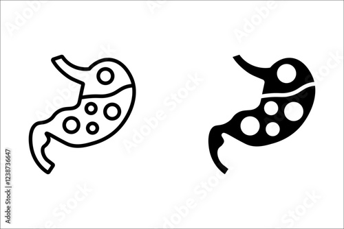 Stomach ache and pain icons. Stomach icons. Stomach illustration.