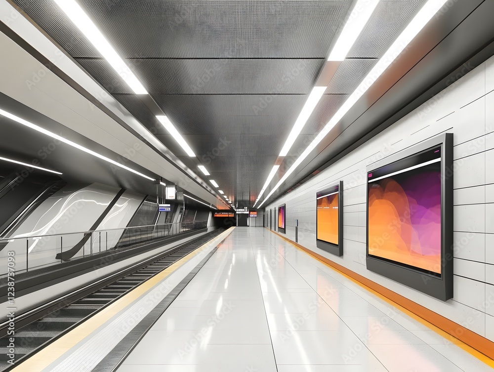 Sleek Metro Station Billboard Mockup for Impactful Transit Advertising Sleek Metro Station Billboard Mockup for Impactful Transit Advertising