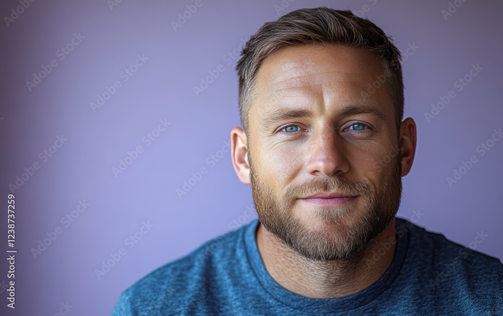 Obraz premium handsome man smiling with a mustache and a causal t-shirt