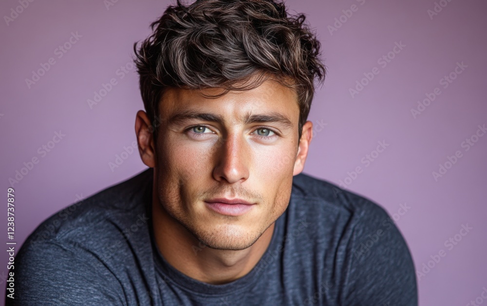 Obraz premium handsome man smiling with a mustache and a causal t-shirt