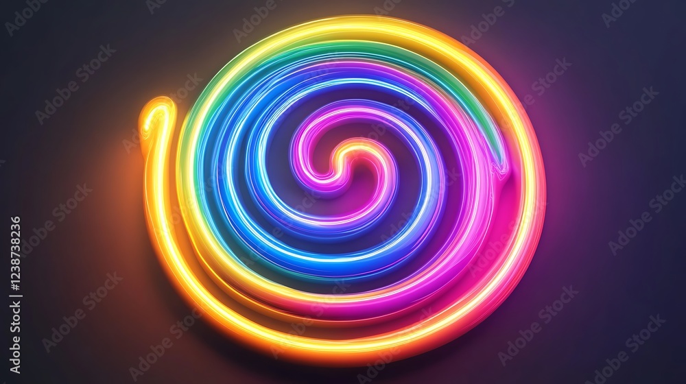 Vibrant Rainbow Neon Spiral Light Art Design Vibrant Rainbow Neon Spiral Light Art Design