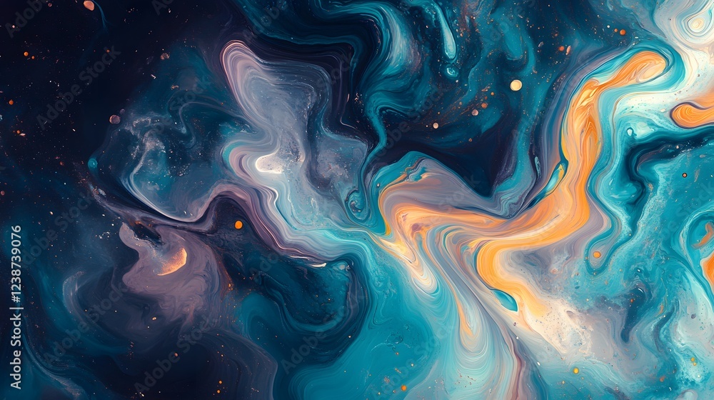 Abstract swirling paint in teal orange and grey hues Abstract swirling paint in teal orange and grey hues