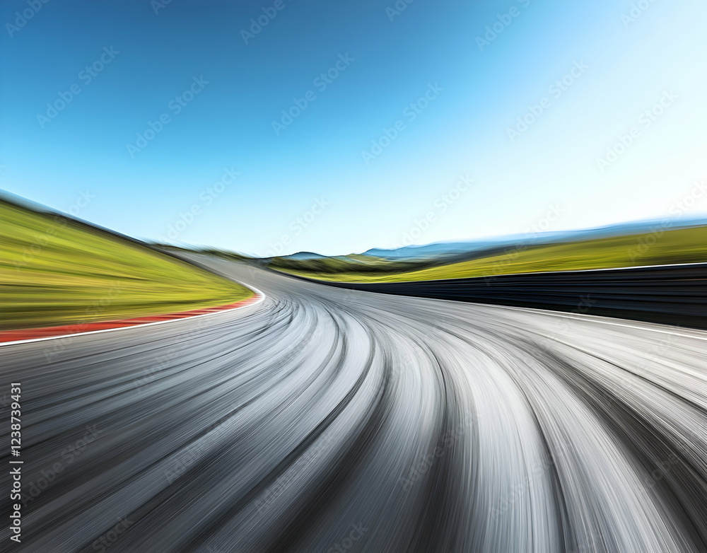 Speed and Thrills: A Race Track Under a Vivid Sky Speed and Thrills: A Race Track Under a Vivid Sky