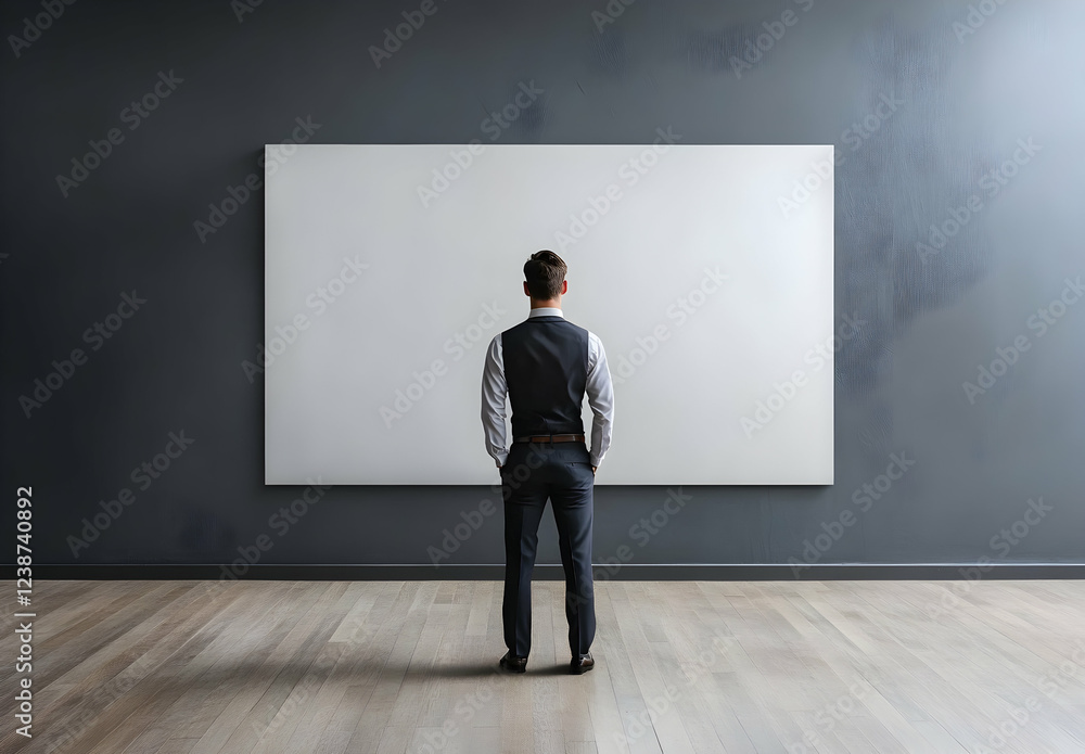 Contemplation before a Blank Canvas: A Man in a Gallery Contemplation before a Blank Canvas: A Man in a Gallery