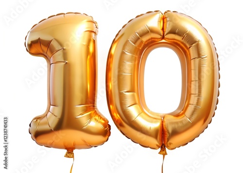 number ten balloon isolated on a white background
