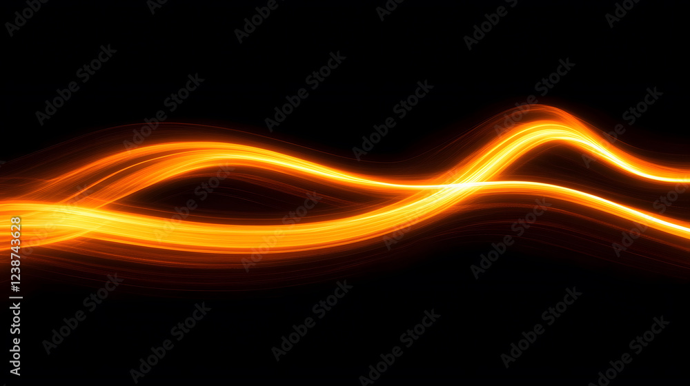Obraz premium A glowing, undulating wave of orange light against a dark background, creating a dynamic and energetic visual effect
