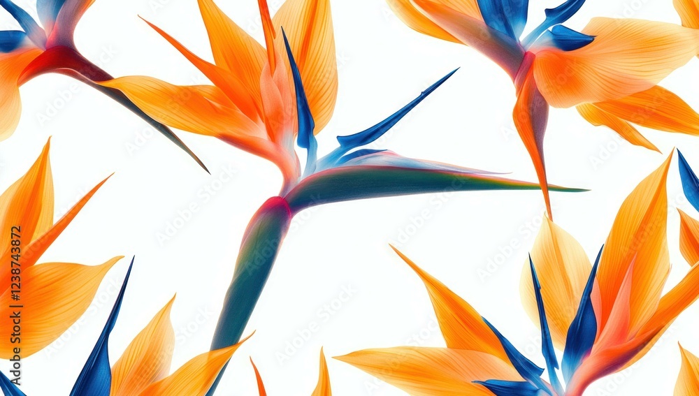 Φωτογραφία Vibrant tropical bird of paradise flowers pattern showcasing bright orange and b