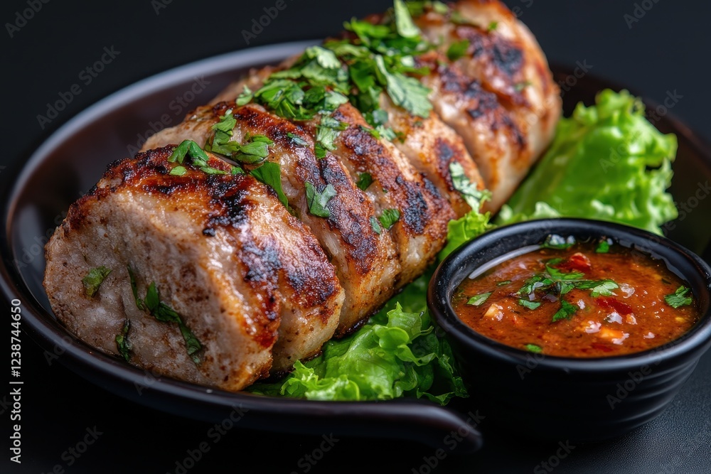 Close-Up of Decadent Karachi Bun with Sauce and Fresh Greens Close-Up of Decadent Karachi Bun with Sauce and Fresh Greens